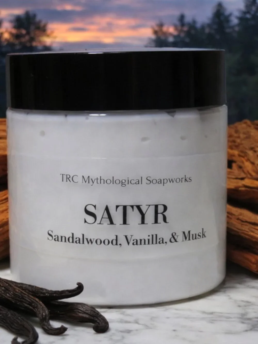 SATYR Sandalwood, Vanilla, & Musk Men's Body Cream. Artisan Handmade Lotion.